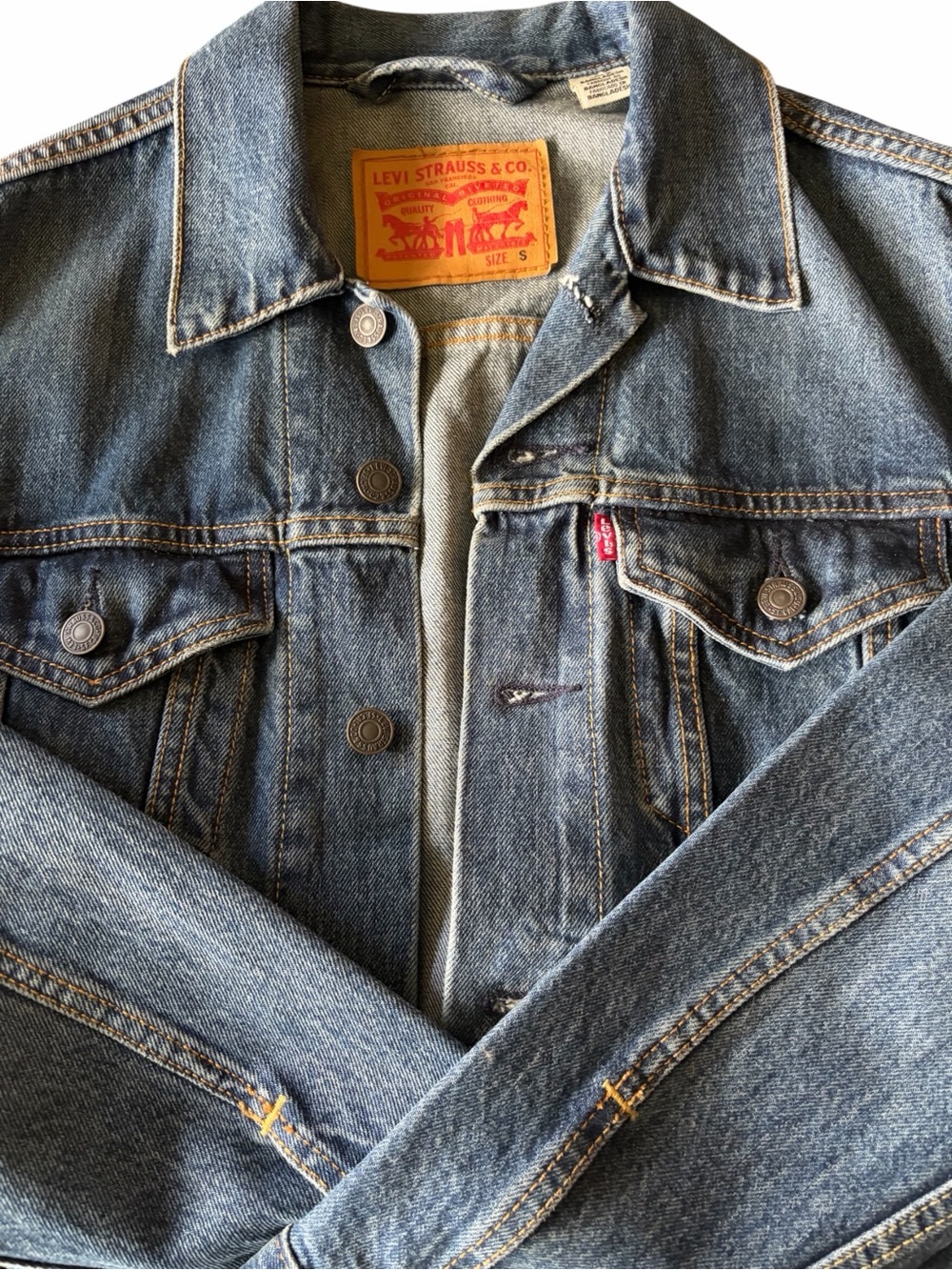 Levi's Original Trucker Denim Jacket Medium Blue Wash Men's Size S 72334